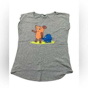 Gray Kids Shirt with Cartoon Print